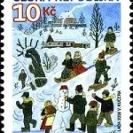 Dzieci w zimie - znaczek z dodatkowymi przywieszkami do personalizacji