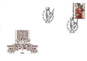 Usługi pocztowe przedstawione przez malowidła epoki - znaczek z dodatkowymi przywieszkami do personalizacji