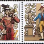 Usługi pocztowe przedstawione przez malowidła epoki - znaczek z dodatkowymi przywieszkami do personalizacji