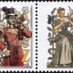 Usługi pocztowe przedstawione przez malowidła epoki - znaczek z dodatkowymi przywieszkami do personalizacji