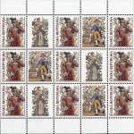 Usługi pocztowe przedstawione przez malowidła epoki - znaczek z dodatkowymi przywieszkami do personalizacji