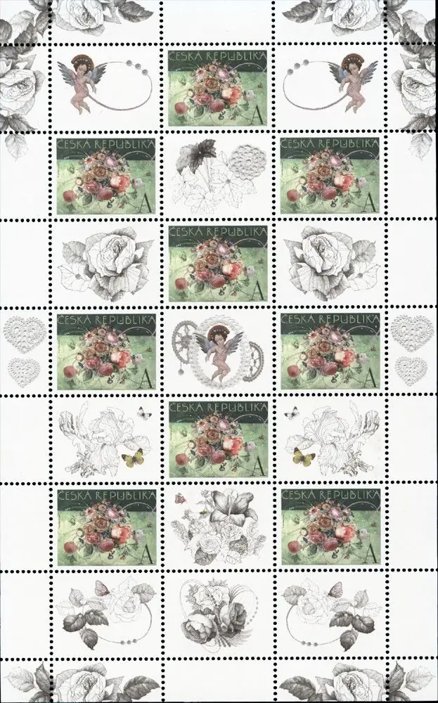 Kompozycje kwiatowe - znaczek z dodatkowymi przywieszkami do personalizacji