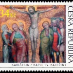 Sztuka: Czeskie gotyckie malowidła ścienne Ukrzyżowanie, kaplica św. Katarzyny, zamek Karlstejn